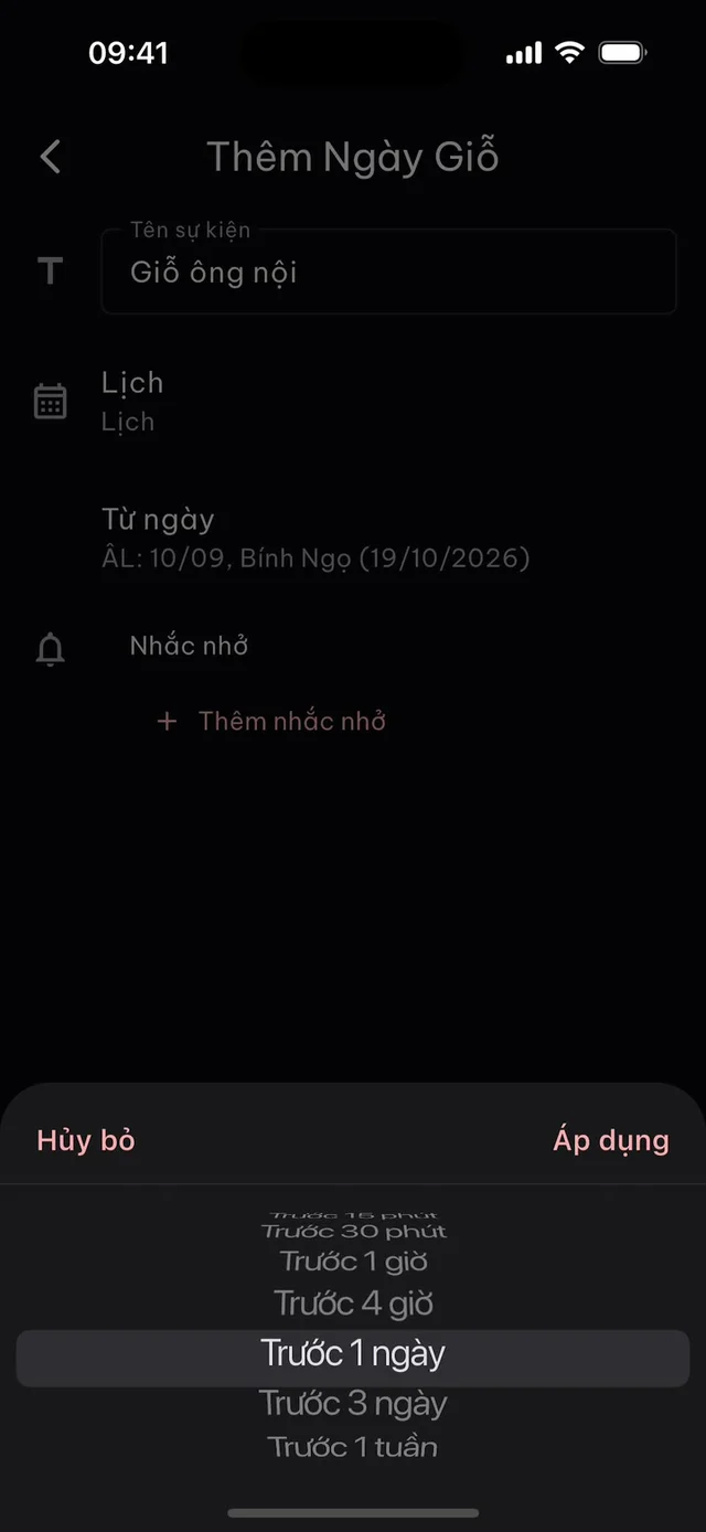 Màn hình Lịch Âm Việt