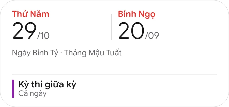 Widget mini lịch âm trên Windows: ngày dương, ngày âm, Can Chi và sự kiện kế tiếp